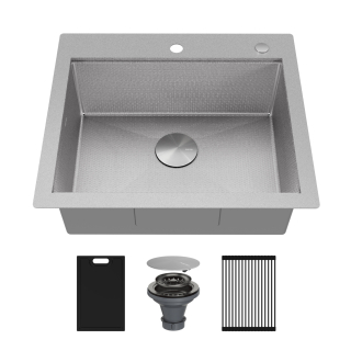 Matrix 25" Top Mount Workstation 16 Gauge Single Bowl Stainless Steel Kitchen Sink with Accessories