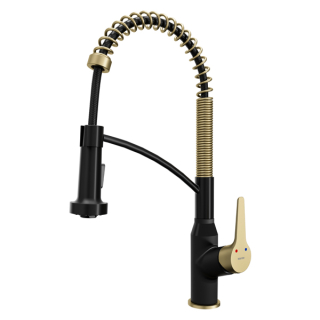Scottsdale Single-Handle Pull-Down Sprayer Commercial Style Kitchen Faucet in Matte Black / Brushed Gold