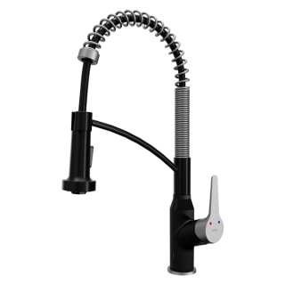 Karran Alston Touchless Single-Handle Pull-Down Sprayer Kitchen Faucet in Matte Black and Stainless Steel