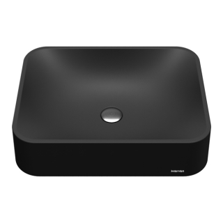 Karran Sea Crest SQS200 Quartz 22" Bathroom Vessel Sink in Black