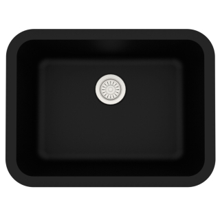 24" Seamless Undermount Single Bowl Quartz Kitchen Sink-Black