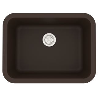 24" Seamless Undermount Single Bowl Quartz Kitchen Sink-Brown