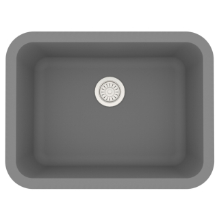 24" Seamless Undermount Single Bowl Quartz Kitchen Sink-Grey