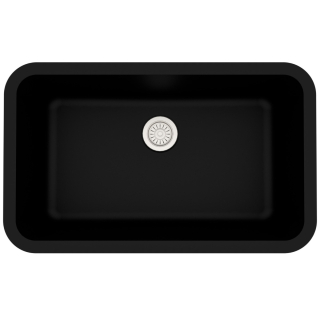 31" Seamless Undermount Large Single Bowl Quartz Kitchen Sink-Black