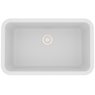 31" Seamless Undermount Large Single Bowl Quartz Kitchen Sink-White