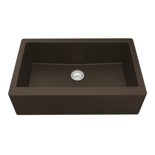 Farmhouse/Apron-Front Quartz Composite 34" Single Bowl Kitchen Sink Kit in Brown