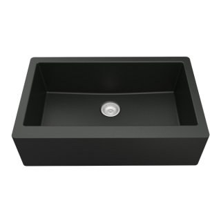 34" Undermount Large Single Bowl Quartz Farmhouse Kitchen Sink in Black