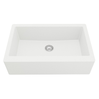 34" Undermount Large Single Bowl Quartz Farmhouse Kitchen Sink in White