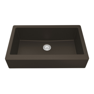 34" Retrofit Undermount Large Single Bowl Quartz Farmhouse Kitchen Sink in Brown