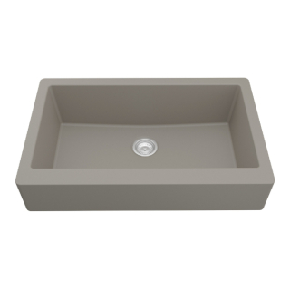 34" Retrofit Undermount Large Single Bowl Quartz Farmhouse Kitchen Sink in Concrete