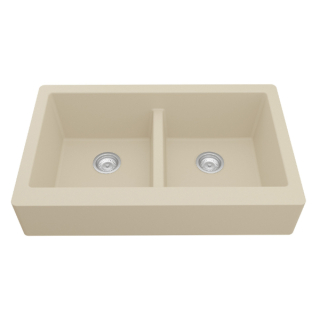 34" Retrofit Undermount Double Equal Bowl Quartz Farmhouse Kitchen Sink in Bisque