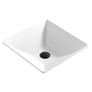 Karran Quattro QM178 Matte White Acrylic 16" Square Bathroom Vessel Sink