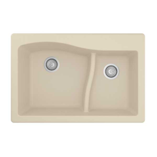 33" Top Mount Large/Small Bowl Quartz Kitchen Sink in Bisque