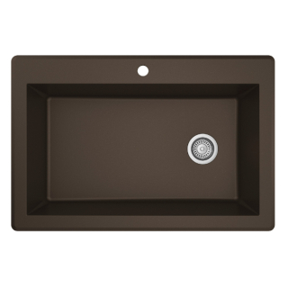 33" Top Mount Large Single Bowl Quartz Kitchen Sink in Brown