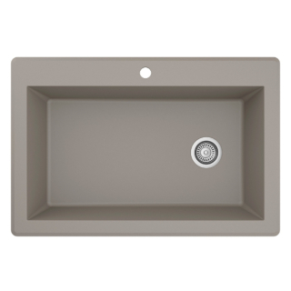 33" Top Mount Large Single Bowl Quartz Kitchen Sink in Concrete