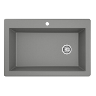 33" Top Mount Large Single Bowl Quartz Kitchen Sink in Grey