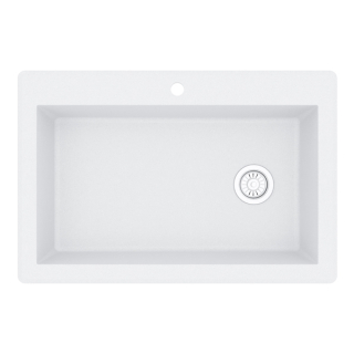 33" Top Mount Large Single Bowl Quartz Kitchen Sink in White