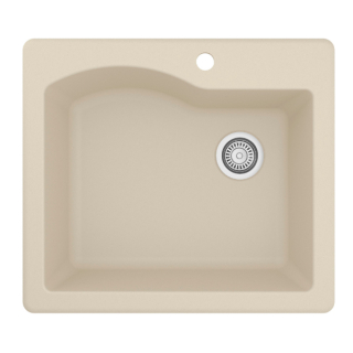 25" Top Mount Single Bowl Quartz Kitchen Sink in Bisque