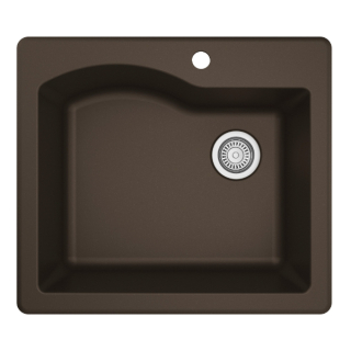 25" Top Mount Single Bowl Quartz Kitchen Sink in Brown