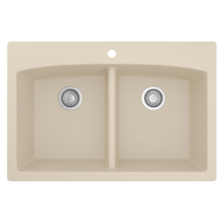33" Top Mount Double Equal Bowl Quartz Kitchen Sink in Bisque