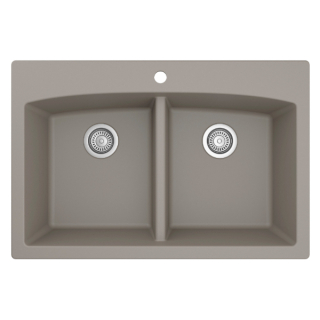 33" Top Mount Double Equal Bowl Quartz Kitchen Sink in Concrete
