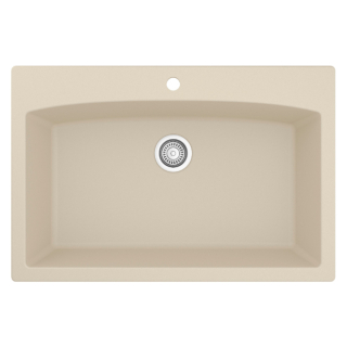 33" Top Mount Large Single Bowl Quartz Kitchen Sink in Bisque