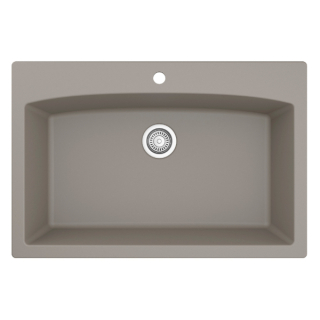 33" Top Mount Large Single Bowl Quartz Kitchen Sink in Concrete