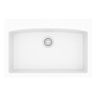 33" Top Mount Large Single Bowl Quartz Kitchen Sink in White