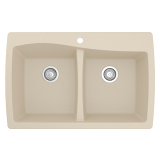 34" Top Mount Double Equal Bowl Quartz Kitchen Sink in Bisque