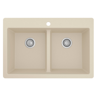 33" Top Mount Double Equal Bowl Quartz Kitchen Sink in Bisque