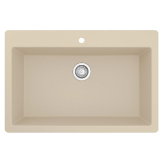 Karran QT-812 Top Mount 33" Large Single Bowl Quartz Kitchen Sink in Bisque