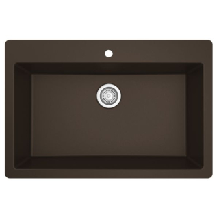 Karran QT-812 Top Mount 33" Large Single Bowl Quartz Kitchen Sink in Brown