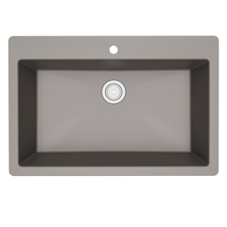 Karran QT-812 Top Mount 33" Large Single Bowl Quartz Kitchen Sink in Concrete