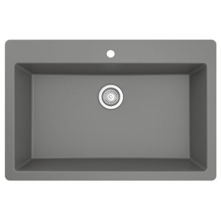 Karran QT-812 Top Mount 33" Large Single Bowl Quartz Kitchen Sink in Grey