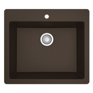 Karran QT-820 Top Mount 25" Single Bowl Quartz Kitchen Sink in Brown