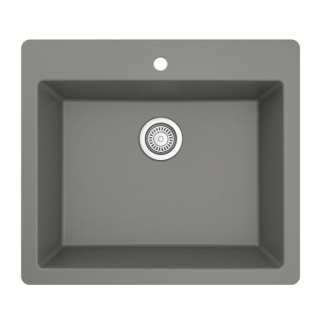 Karran QT-820 Top Mount 25" Single Bowl Quartz Kitchen Sink in Grey