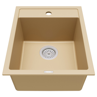 Karran QT-825 Drop-in 15-3/4"  Single Bowl Quartz Composite Kitchen Sink in Bisque