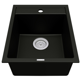 Karran QT-825 Drop-in 15-3/4"  Single Bowl Quartz Composite Kitchen Sink in Black