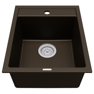 Karran QT-825 Drop-in 15-3/4"  Single Bowl Quartz Composite Kitchen Sink in Brown