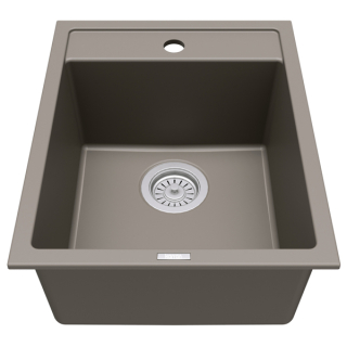 Karran QT-825 Drop-in 15-3/4"  Single Bowl Quartz Composite Kitchen Sink in Concrete