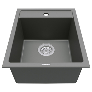 Karran QT-825 Drop-in 15-3/4"  Single Bowl Quartz Composite Kitchen Sink in Grey
