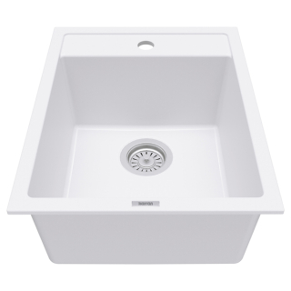 Karran QT-825 Drop-in 15-3/4"  Single Bowl Quartz Composite Kitchen Sink in White