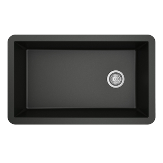 32" Undermount Large Single Bowl Quartz Kitchen Sink in Black