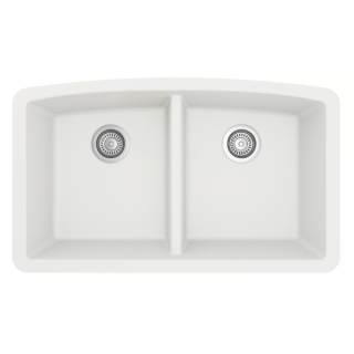 32" Undermount Double Equal Bowl Quartz Kitchen Sink in White