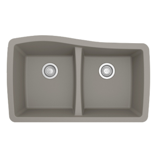 33" Undermount Double Equal Bowl Quartz Kitchen Sink in Concrete