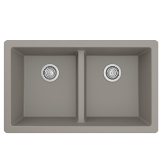 32" Undermount Double Equal Bowl Quartz Kitchen Sink in Concrete