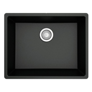 Karran QU-820 Undermount 24-3/8" Single Bowl Quartz Kitchen Sink in Black