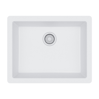 Karran QU-820 Undermount 24-3/8" Single Bowl Quartz Kitchen Sink in White