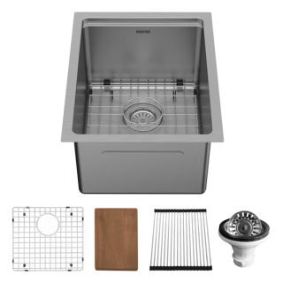 Karran Elite WS-31-PK1 Undermount 15" Single Bowl Stainless Steel Workstation Kitchen Sink