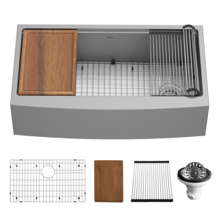 Karran Elite WSA-46-PK1 Apron Front Farmhouse 36" Single Bowl Stainless Steel Workstation Sink